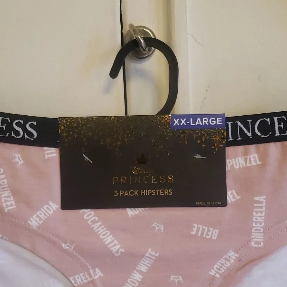 Disney Princess cotton hipster panties pink mauve black 3pk